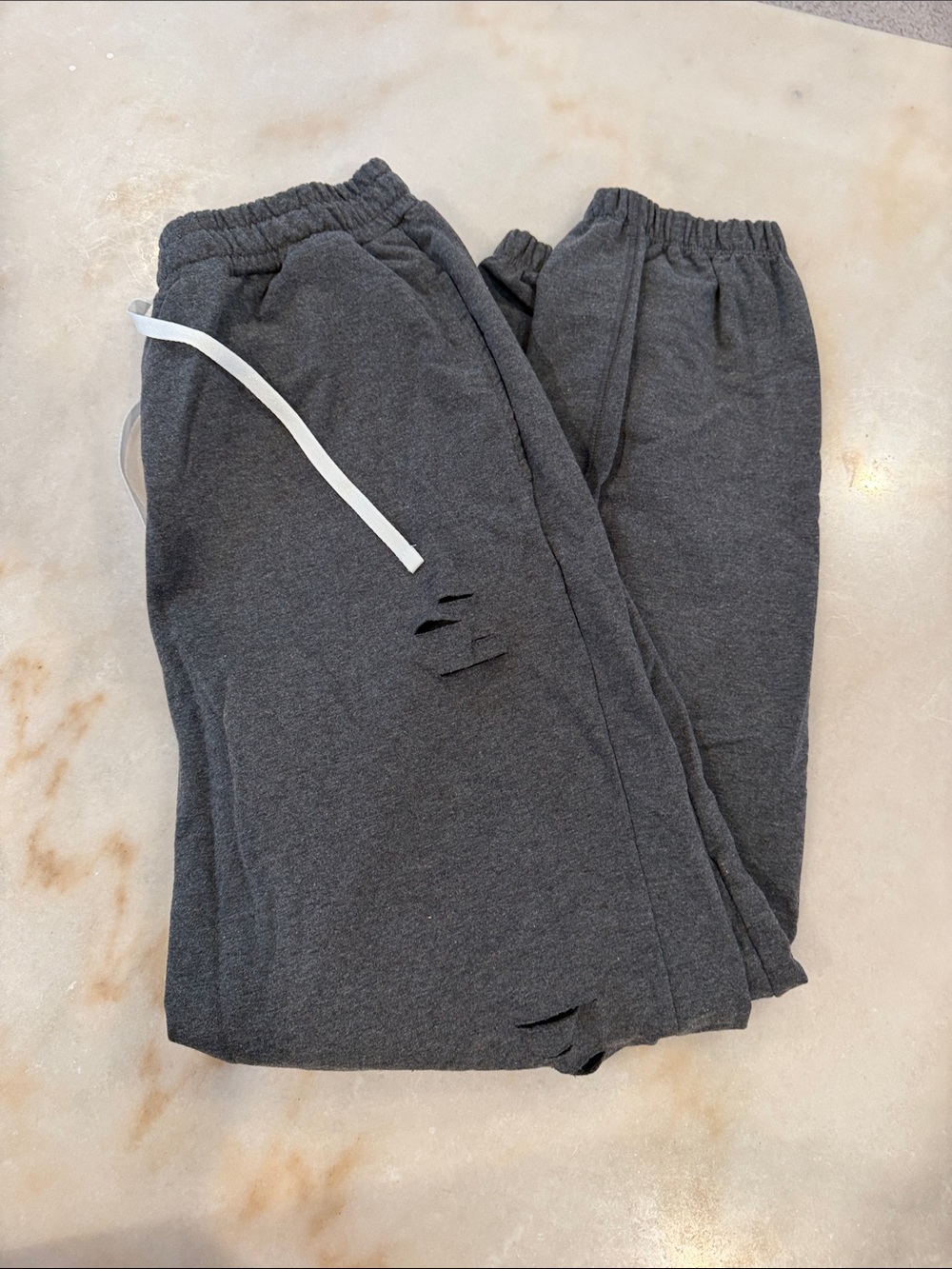 Lauriebelles distressed grey joggers